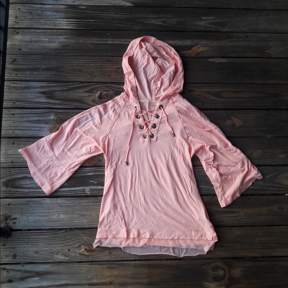 Nanette Lepore Lace-up Hooded Top Size Small